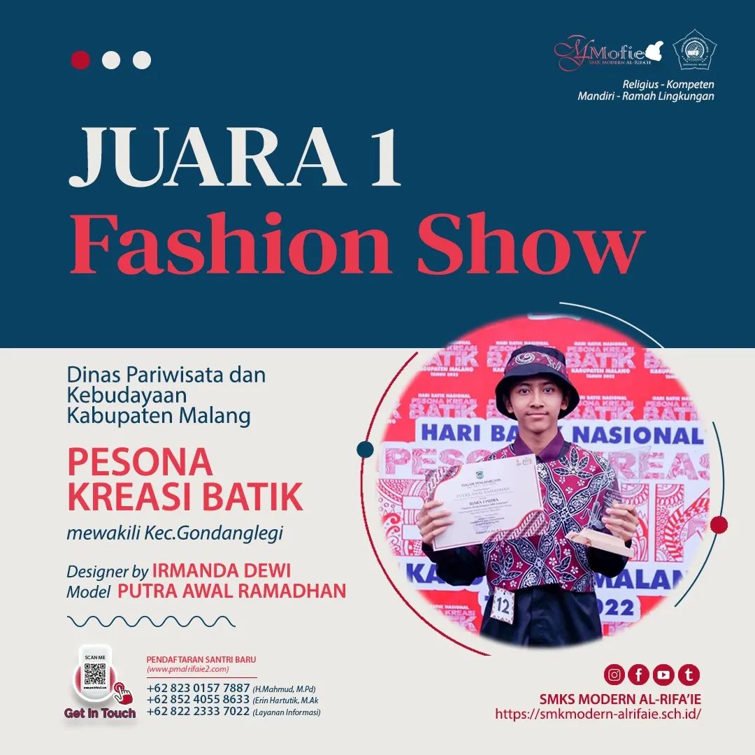 Juara 1 Fashion Show Putra - Hari Batik Nasional Kab Malang